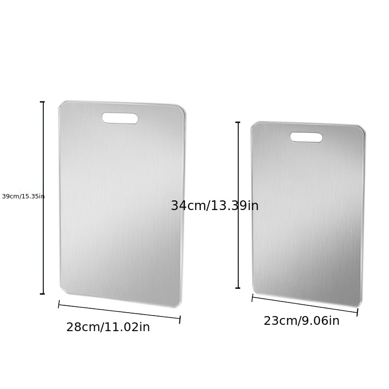 HOMCOM premium titanium steel double-sided chopping board with knife groove, suitable for meat, fruit, and vegetables in various sizes.
