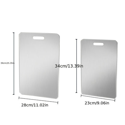 HOMCOM premium titanium steel double-sided chopping board with knife groove, suitable for meat, fruit, and vegetables in various sizes.