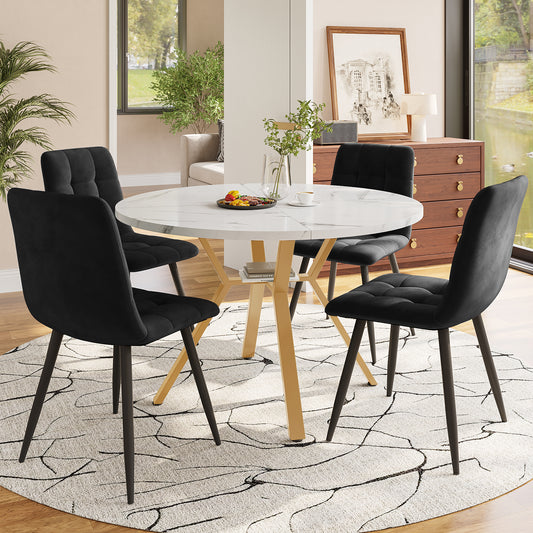 Modern HOMCOM round marble dining table with 1m diameter and X-shaped metal support, stylish and durable for contemporary homes.