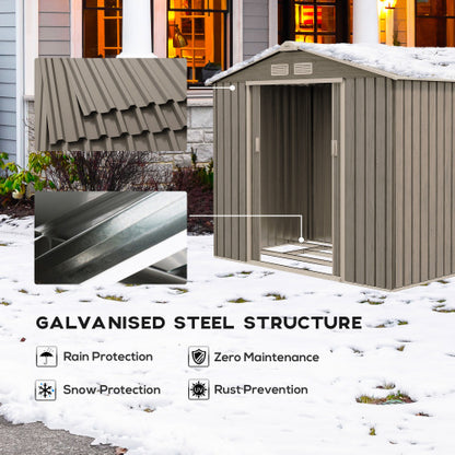 7×4ft Metal Garden Storage Shed – Vented Outdoor Storage with Floor Kit