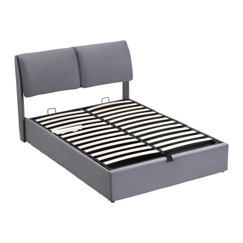 Double Hydraulic Bed 4FT6 – Velvet Upholstered Bed with 3 Storage Drawers