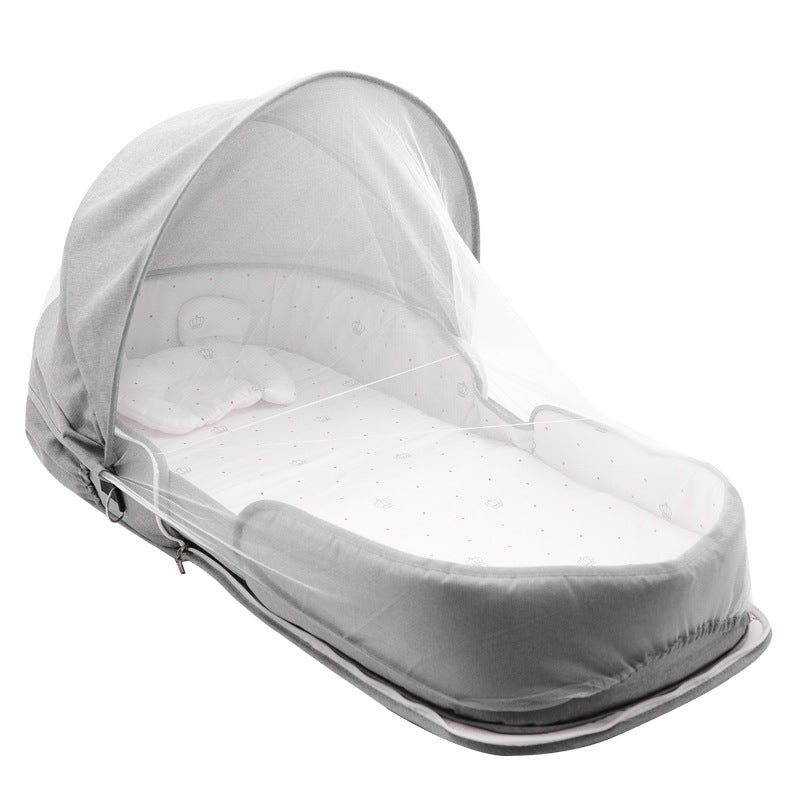 HOMCOM Baby Bed In Bed Newborn portable folding bed with soft mattress and adjustable sides for easy access and comfort.