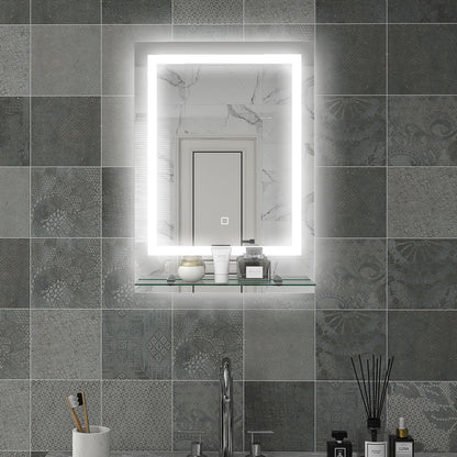 HOMCOM large vanity mirror with lights, shelf, touch control, anti-fog feature, illuminated bathroom mirror with 3 brightness settings.