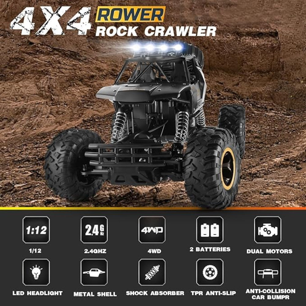 4DRC RC Car Rock Crawler 4WD Metal Shell Off-Road Truck with LED Headlights