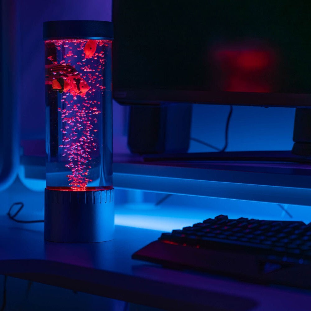Livoshop 32cm LED bubble lamp with color-changing fish water tube, sensory novelty light for relaxing and decorative effects