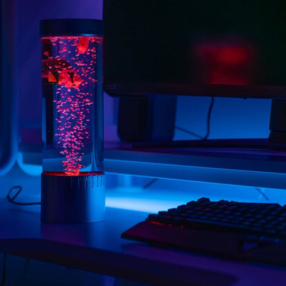 Livoshop 32cm LED bubble lamp with color-changing fish water tube, sensory novelty light for relaxing and decorative effects