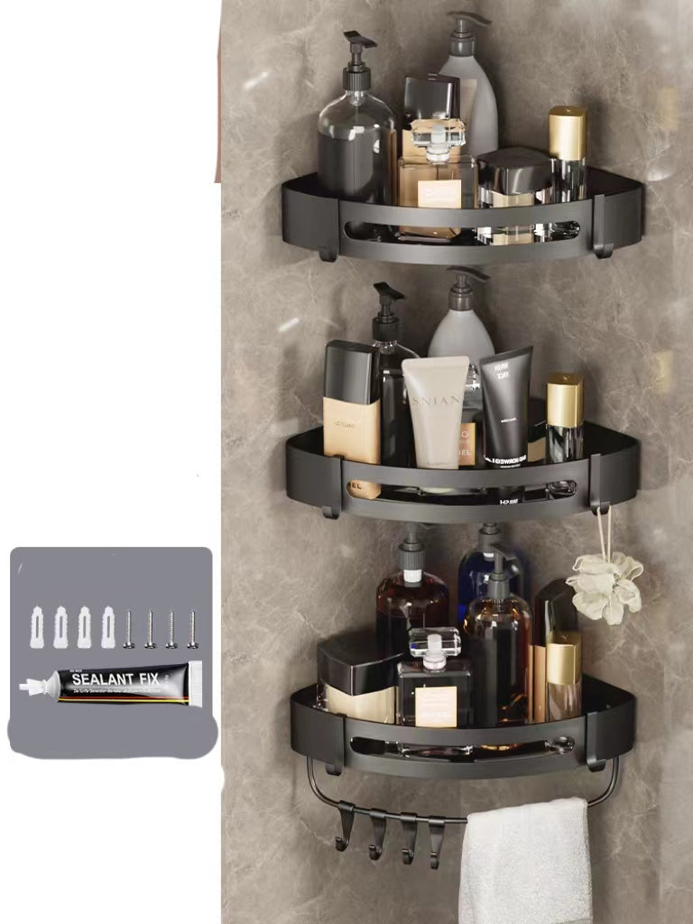 Bathroom Triangle Wall Shelf – Perforated Hanging Storage Rack