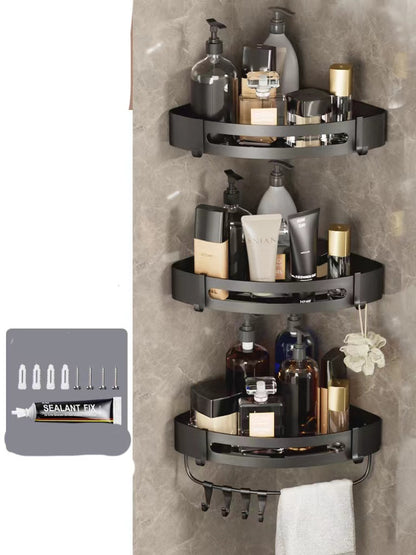 Bathroom Triangle Wall Shelf – Perforated Hanging Storage Rack