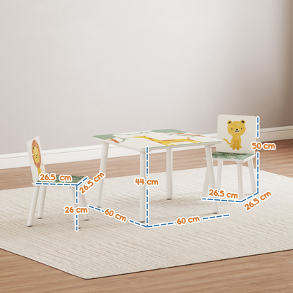 AIYAPLAY pink kids table with chairs set for bedroom and nursery, featuring a small table and matching chairs for children.