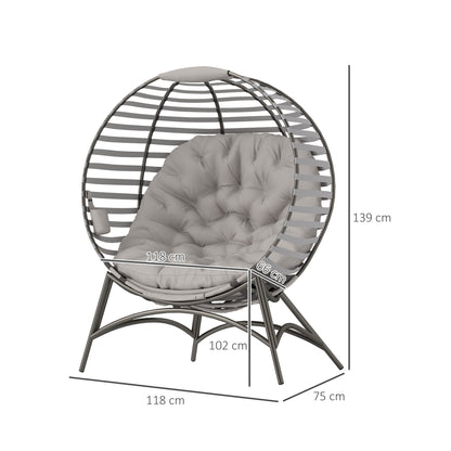 HOMCOM egg chair with light grey cushion and side pocket, modern and comfortable lounge seating with stylish design.