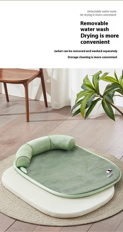 HOMCOM Cool Feeling Dog Mat and Cat Bed, four-season universal pet sofa with soft sleeping nest for pets.