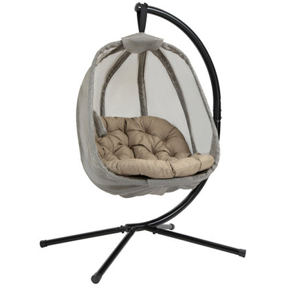 Hanging Egg Chair with Stand – Foldable Outdoor Swing Hammock, Khaki