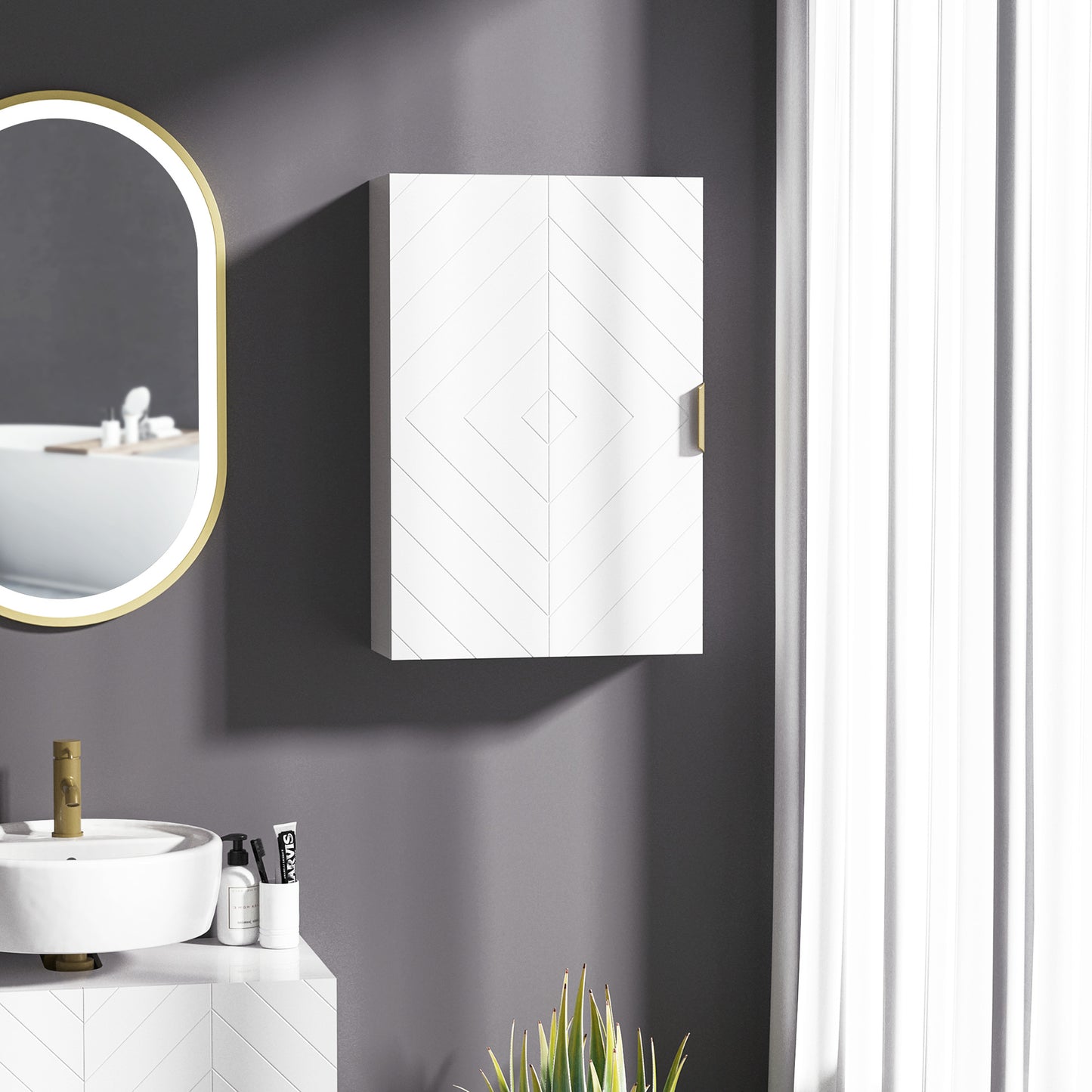HOMCOM Kleankin bathroom wall cabinet with adjustable shelves, over toilet storage cupboard in white for hallway or living room.