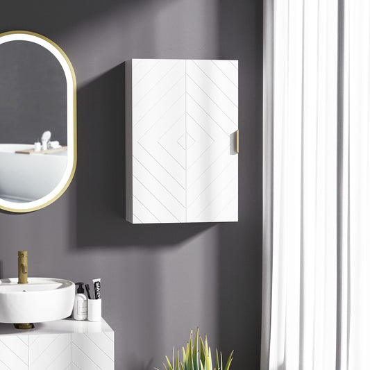 HOMCOM Kleankin bathroom wall cabinet with adjustable shelves, over toilet storage cupboard in white for hallway or living room.