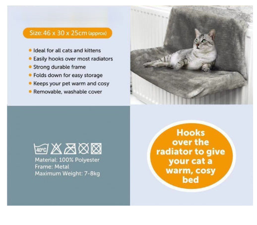 HOMCOM iron frame cat bed with hammock design, radiator-style cozy sleeping spot for cats on a metal frame.