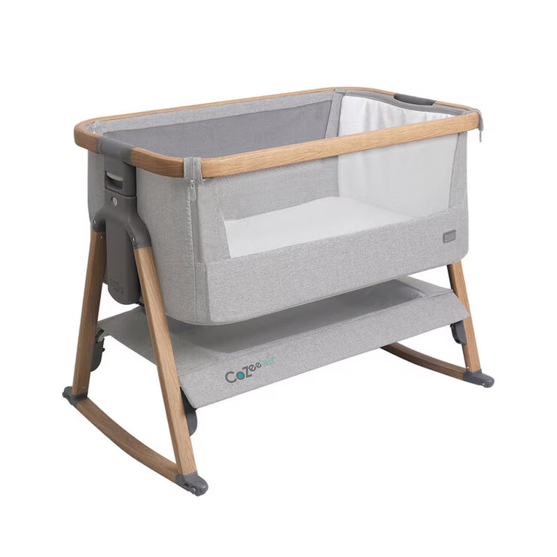 Cozee Air Bedside Rocking Crib, Oak & Silver