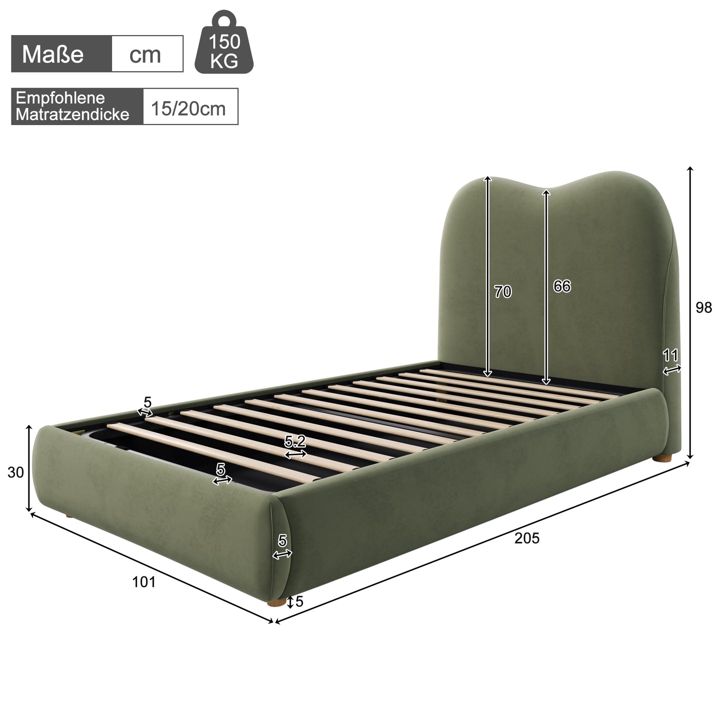 Green upholstered single children's bed with velvet headboard, hydraulic storage, 3ft size, and modern design by HOMCOM.