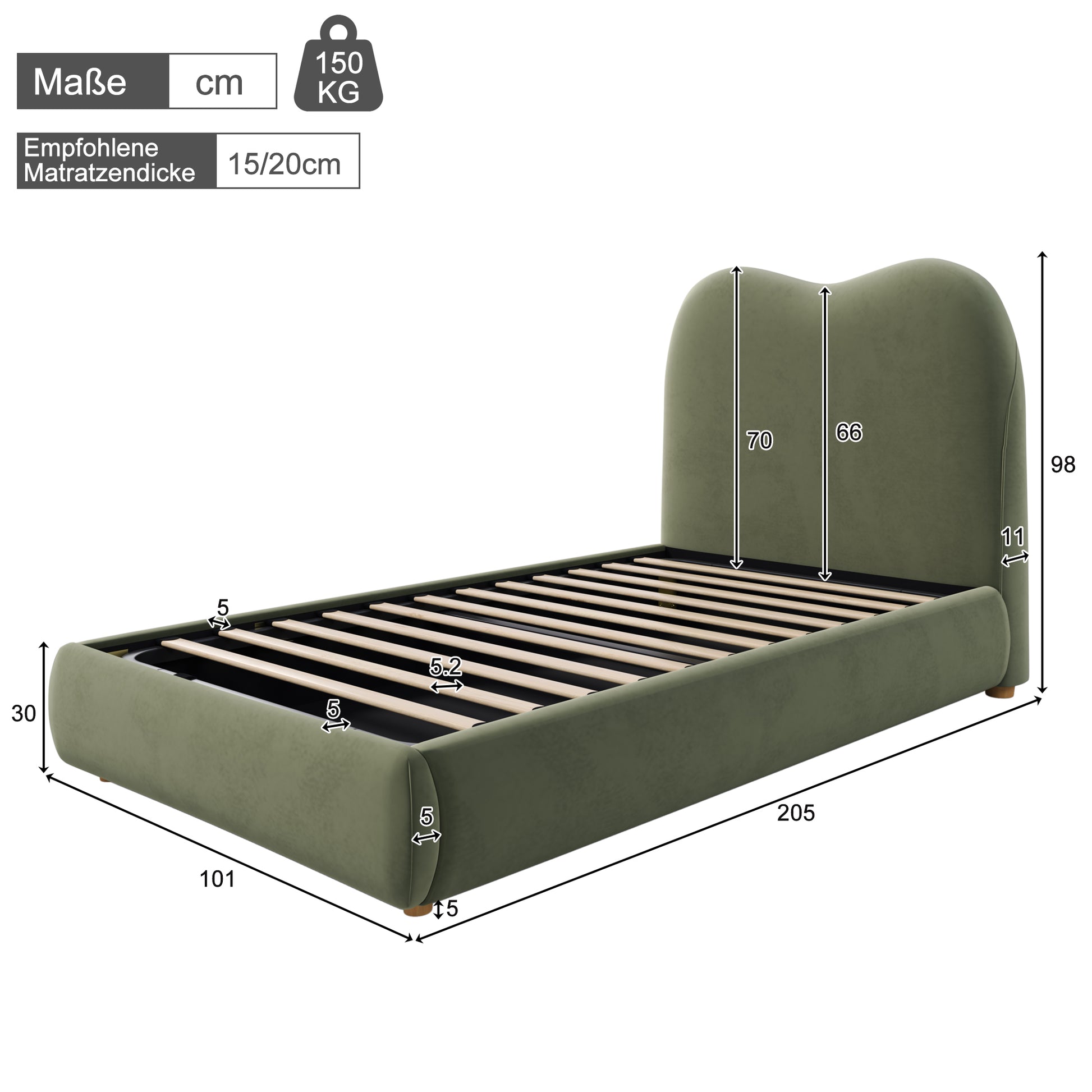 Green upholstered single children's bed with velvet headboard, hydraulic storage, 3ft size, and modern design by HOMCOM.