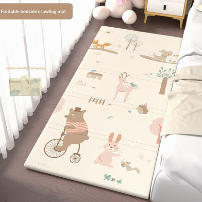 HOMCOM foldable baby crib side mat for living room protection, featuring soft padding and easy-to-clean surface.