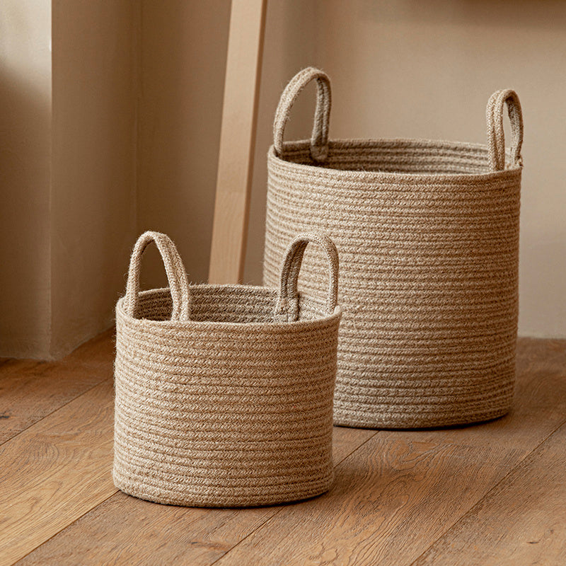 Jute Hand-Woven Cotton Basket – Natural Home Storage Decor