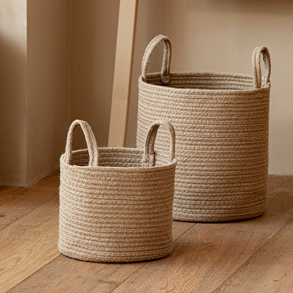 Jute Hand-Woven Cotton Basket – Natural Home Storage Decor
