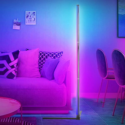 HOMCOM 10W RGB LED corner floor lamp with remote, modern minimalist design, standing mood light for home decor.
