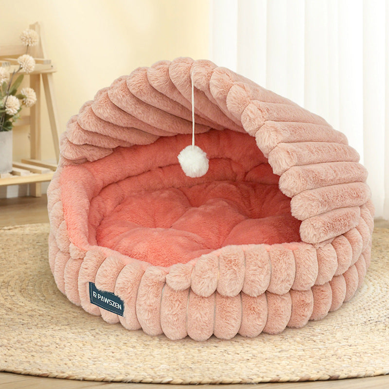 HOMCOM large cat nest warm pet bed with soft, cozy interior and raised edges for comfort and security.