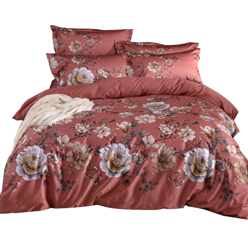 HOMCOM double-sided silky cotton duvet cover bedding in soft, smooth fabric with a stylish design, perfect for a cozy bedroom setting.