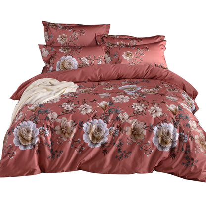 HOMCOM double-sided silky cotton duvet cover bedding in soft, smooth fabric with a stylish design, perfect for a cozy bedroom setting.