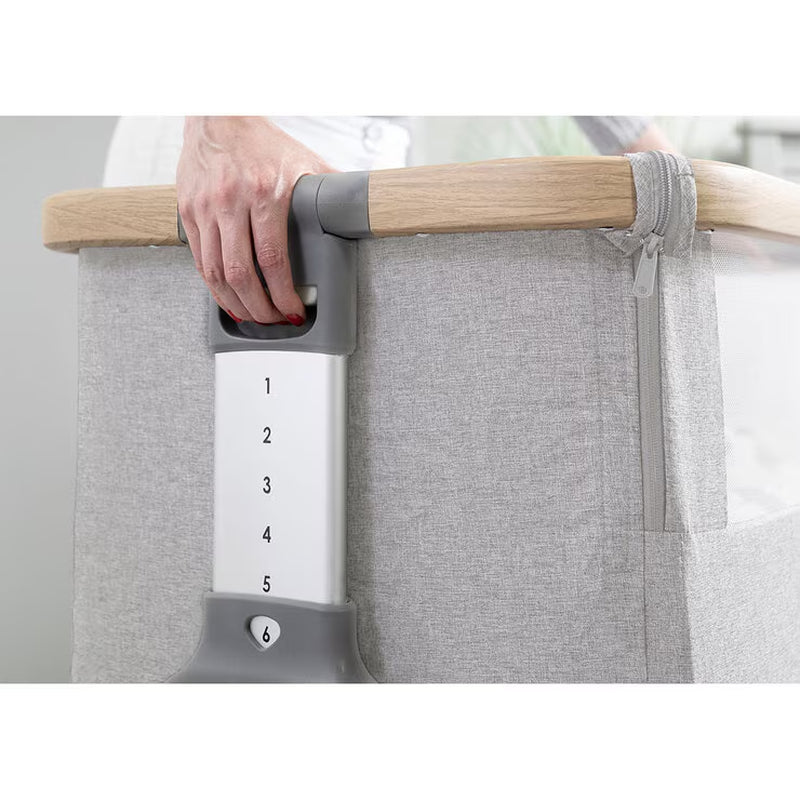 Cozee Air Bedside Rocking Crib, Oak & Silver