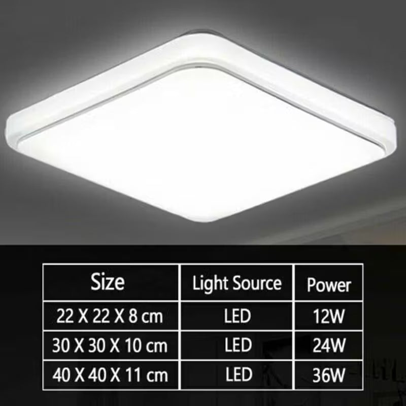 HOMCOM modern square LED ceiling light panel, 24W, installed in a bathroom ceiling, providing bright, energy-efficient illumination.