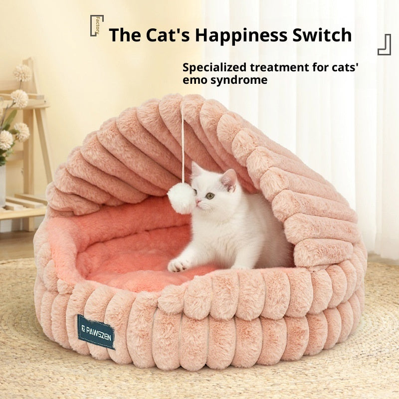 Large HOMCOM cat nest pet bed with cozy, warm design and soft interior for comfortable feline relaxation