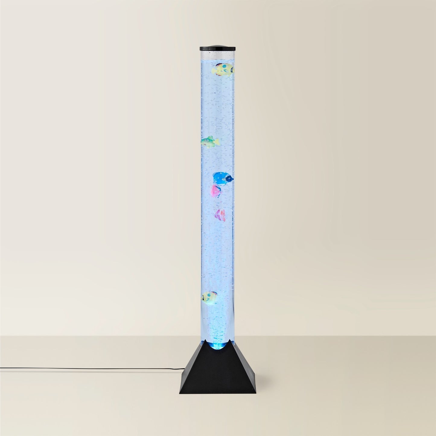 Livoshop LED bubble lamp with color-changing RGB lighting in a tower tube, creating a sensory and novelty lighting display