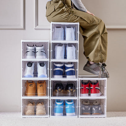6-Tier Plastic Shoe Storage Boxes – Stackable & Foldable Organiser