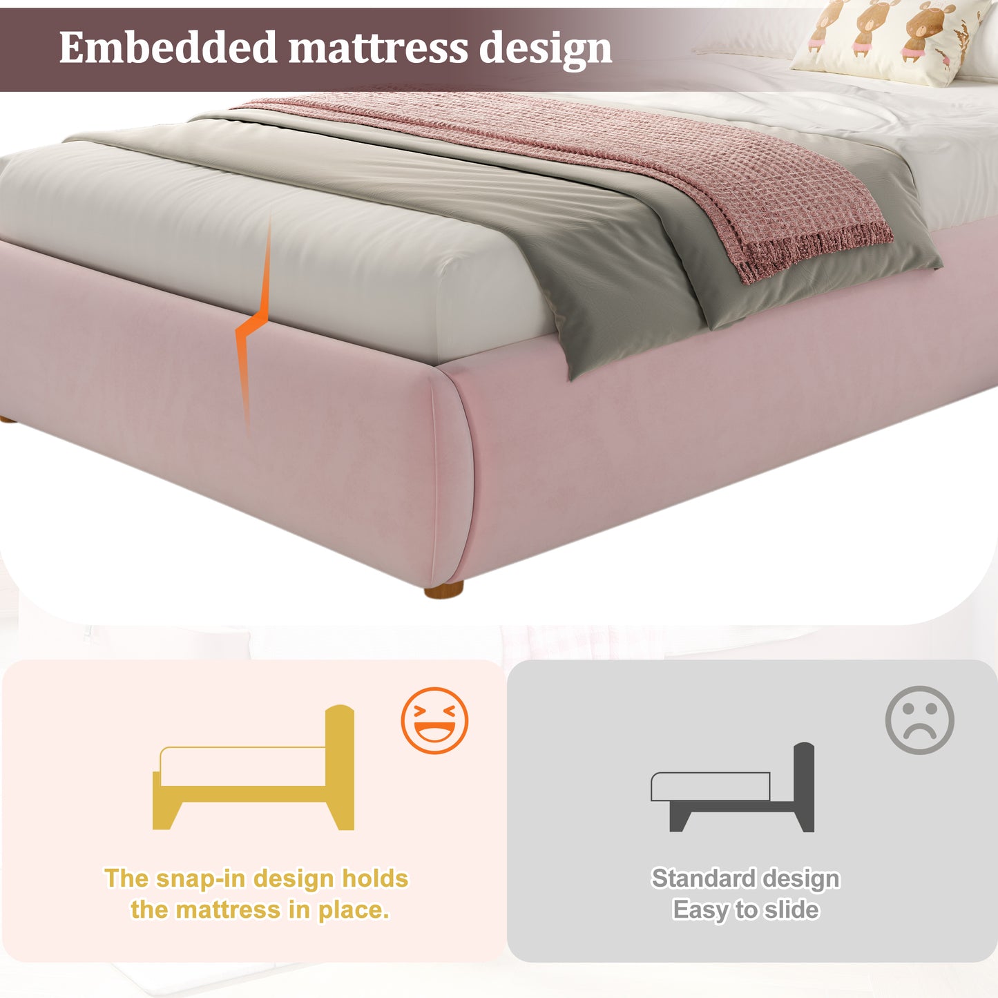 Pink upholstered children's single bed with velvet headboard, hydraulic storage, and large under-bed space, by HOMCOM.