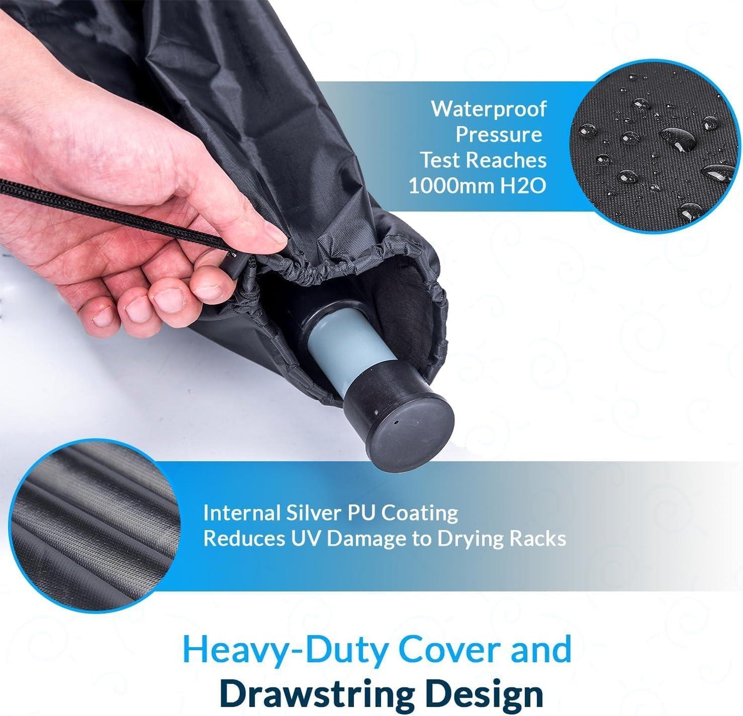 Metal spike and 50-meter rotary airer dryer cover for outdoor clothes drying, weather-resistant and easy to install.