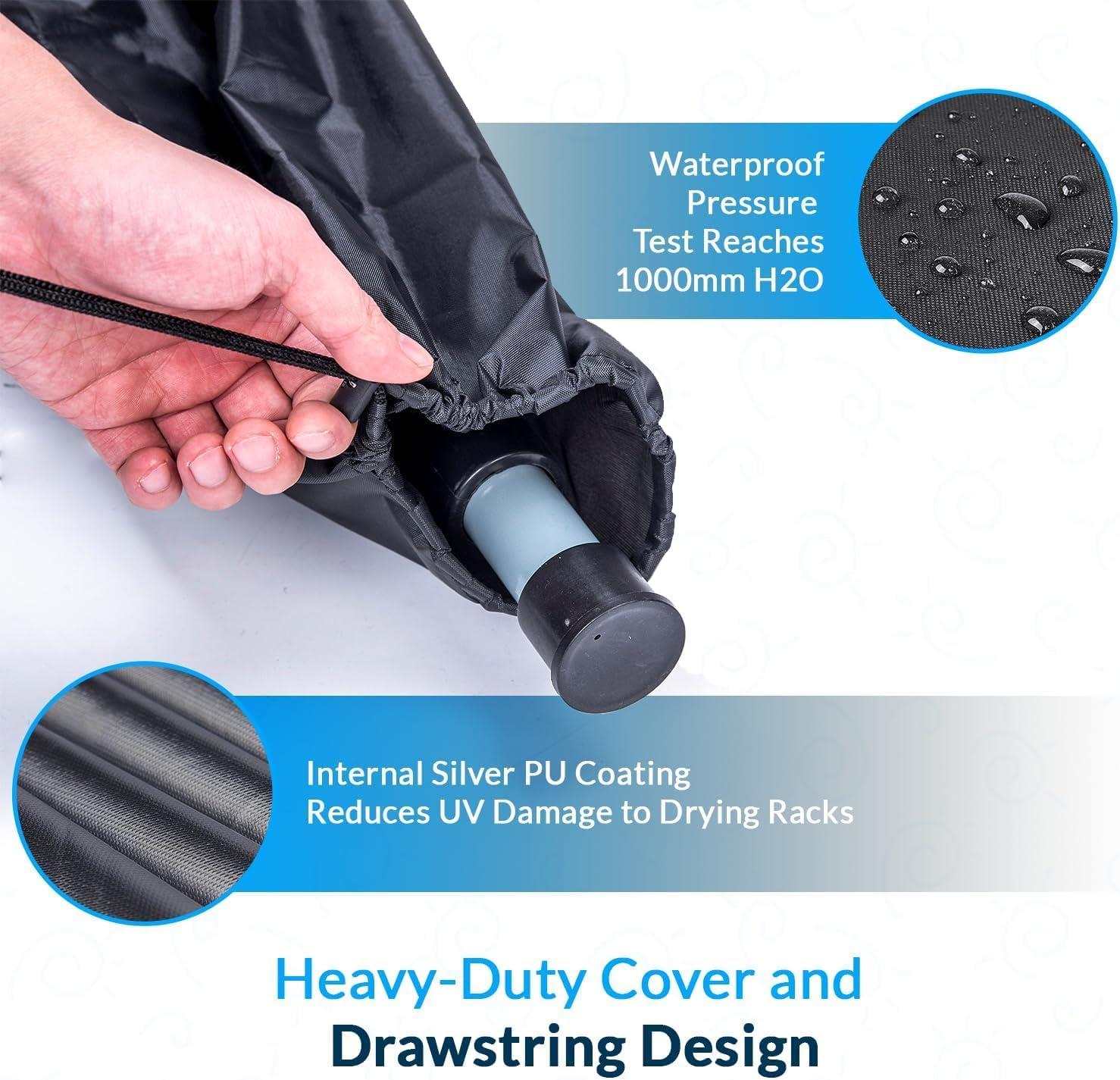 Metal spike and 50-meter rotary airer dryer cover for outdoor clothes drying, weather-resistant and easy to install.