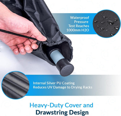 Metal spike and 50-meter rotary airer dryer cover for outdoor clothes drying, weather-resistant and easy to install.
