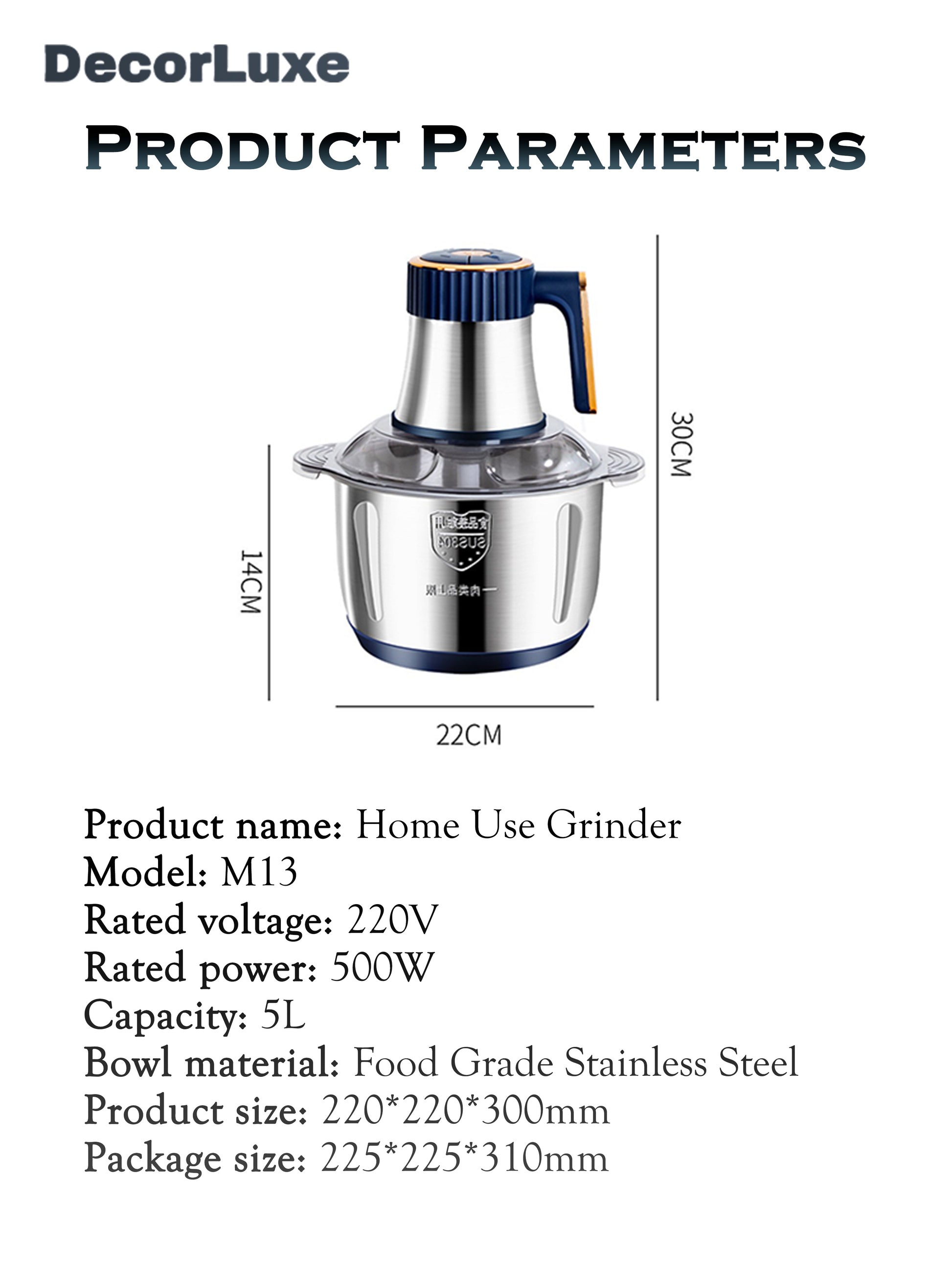 HOMCOM 5L electric meat grinder with UK plug, heavy-duty food processor, mixer, chopper, and sausage maker for kitchen use