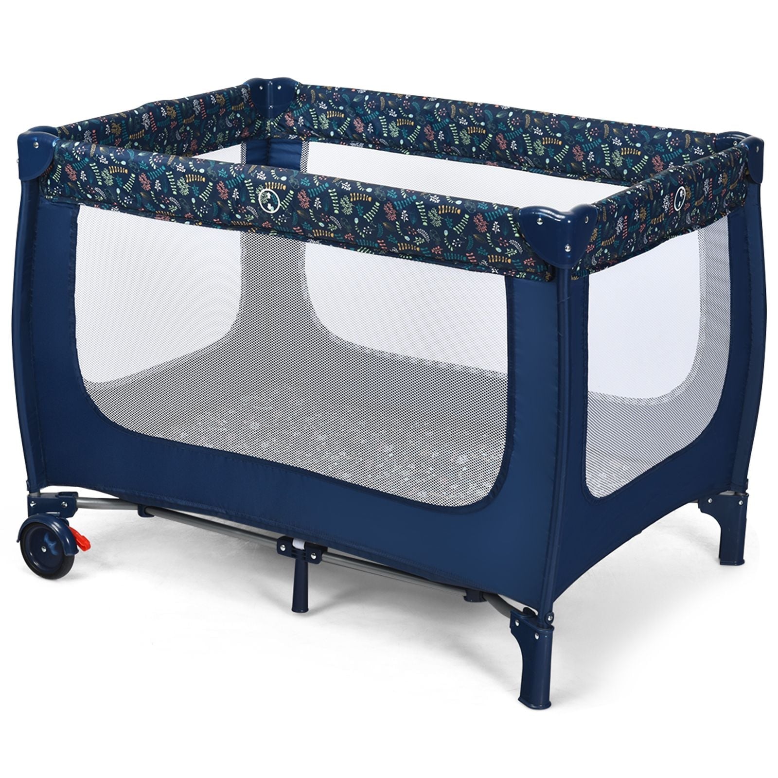 Livoshop 2-in-1 foldable baby playpen with lockable wheels and soft mattress for safe, comfortable play area.