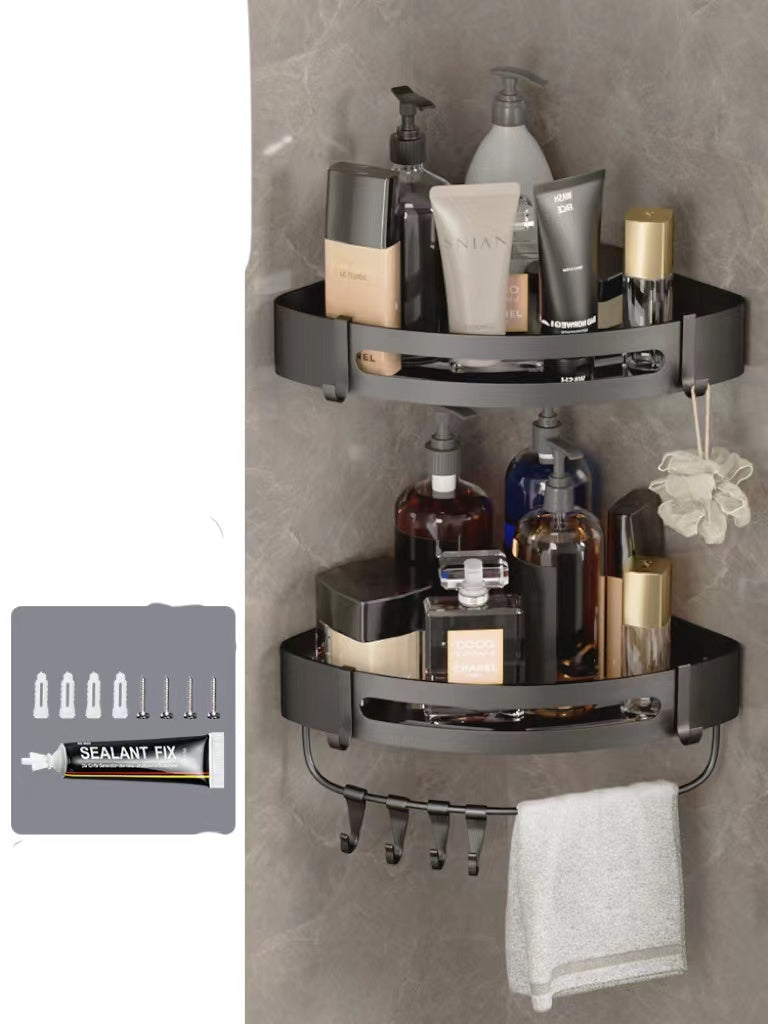 Bathroom Triangle Wall Shelf – Perforated Hanging Storage Rack