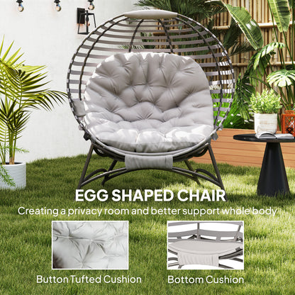 HOMCOM egg chair with light grey cushion and side pocket, modern cozy seating with a rounded design and comfortable fabric.