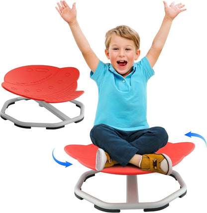 HOMCOM 360° Sit and Spin sensory swivel seat for kids, wobble spinning toy chair with colorful cushioned seat and sturdy base.