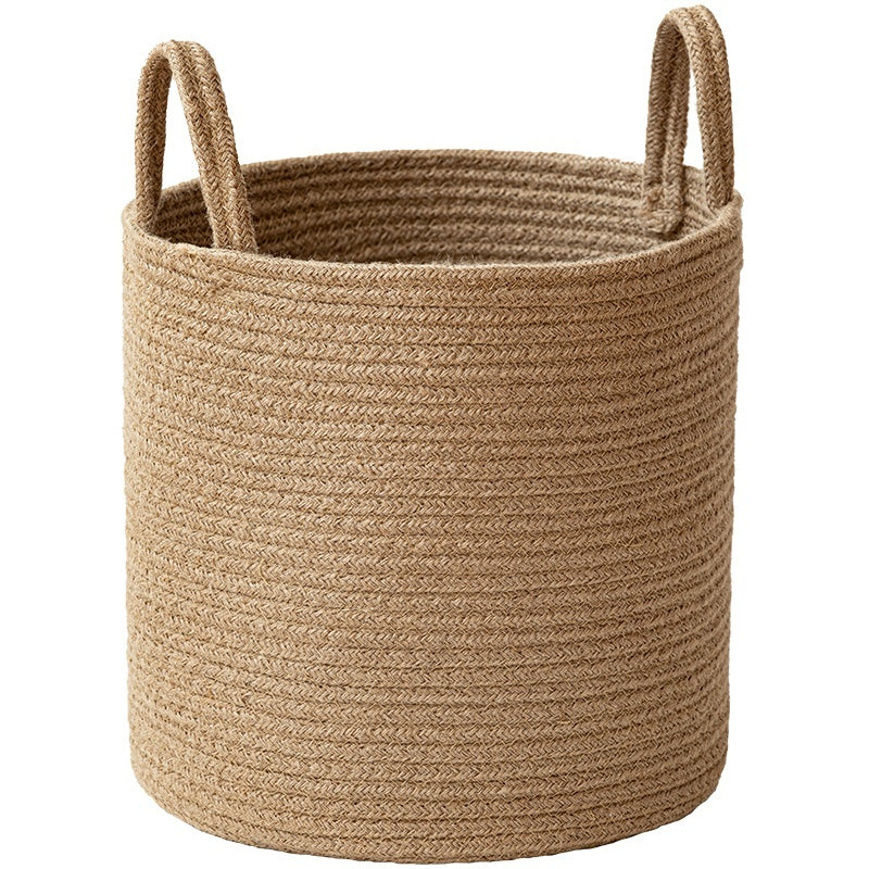 Jute Hand-Woven Cotton Basket – Natural Home Storage Decor
