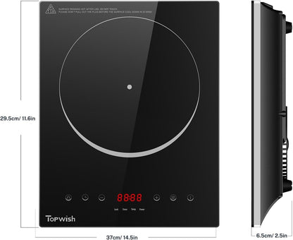 HOMCOM 2200W black crystal panel induction cooker with 5 cooking modes and sleek glass surface, used for efficient home cooking.