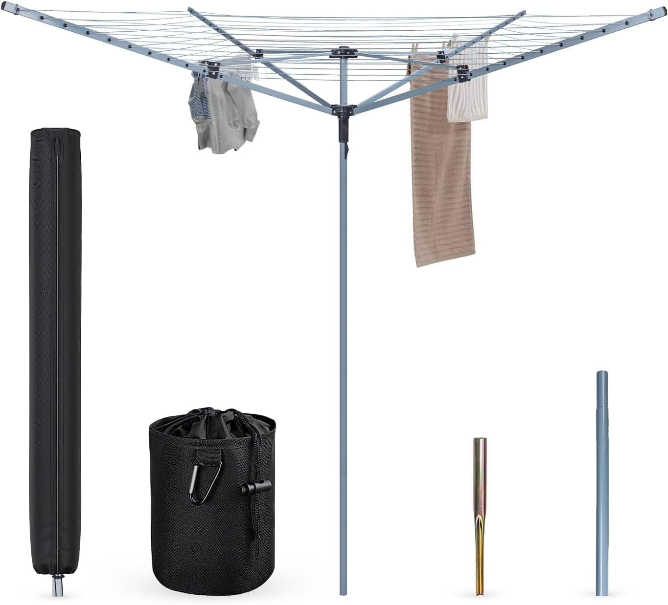 50M rotary airer dryer cover with metal spike, weatherproof protective cover for outdoor clothes drying rotary airer.
