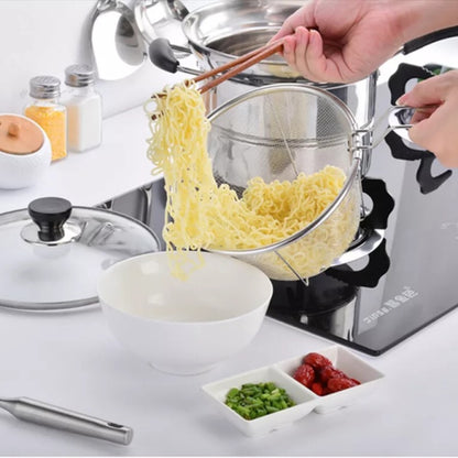 HOMCOM 4-piece non-stick chip pan set with deep fat fryer, cooking noodle soup pot, frying basket, and lid, suitable for versatile frying tasks.