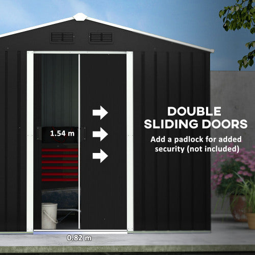 7.7×5.7ft Metal Garden Shed – Galvanised Outdoor Storage with Vents