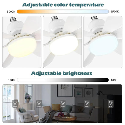 HOMCOM modern LED ceiling fan with light and dimmable E27 bulb, 30W, suitable for bedroom or living room.