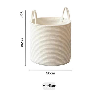 Jute Hand-Woven Cotton Basket – Natural Home Storage Decor